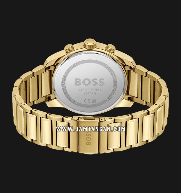 Hugo Boss Trace 1514006 Chronograph Black Dial Gold Stainless Steel Strap