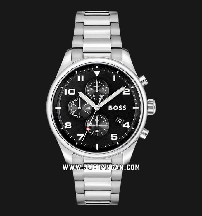 Hugo Boss View 1514008 Chronograph Black Dial Stainless Steel Strap