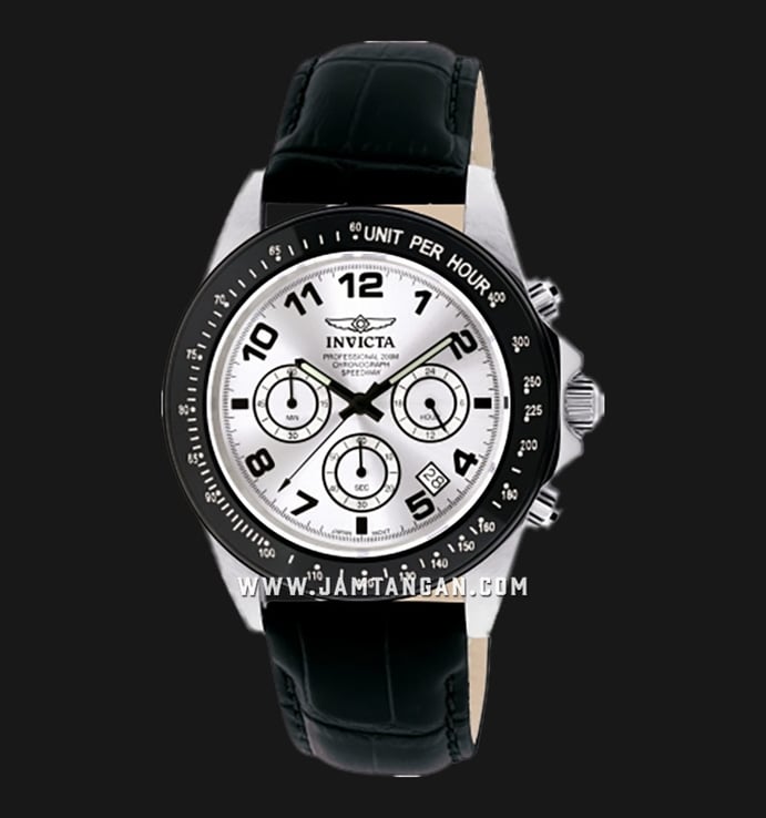 INVICTA Speedway 10708 Chronograph White Dial Black Leather Strap
