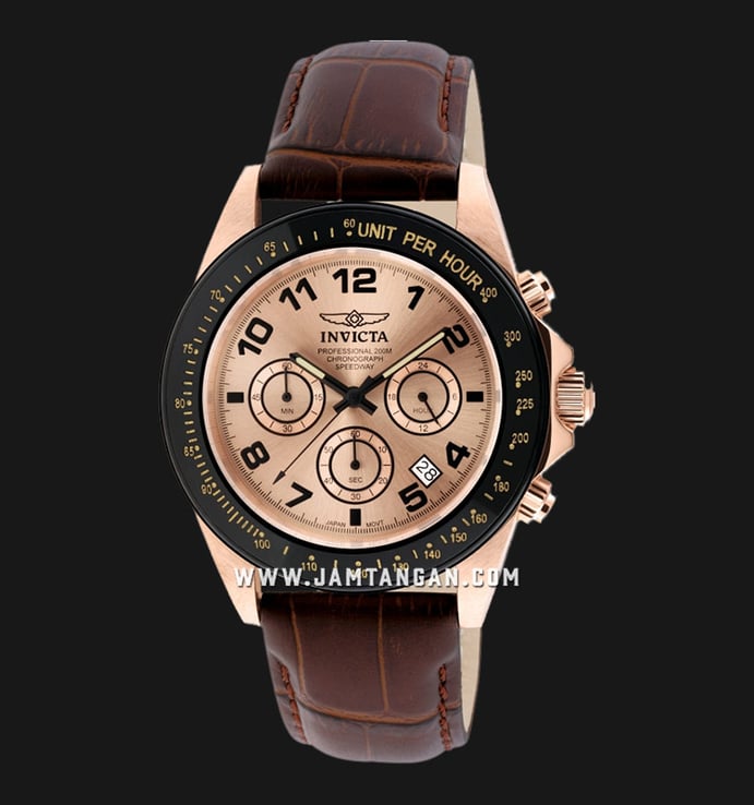 INVICTA Speedway 10711 Chronograph Gold Dial Brown Leather Strap