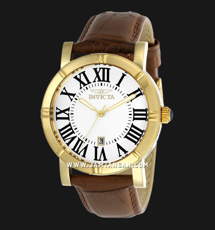INVICTA Specialty 13971 White Dial Brown Leather Strap