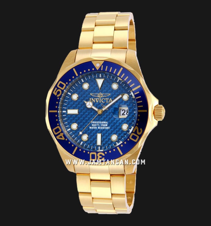 INVICTA Pro Diver 14357 Blue Dial Gold Stainless Steel Strap