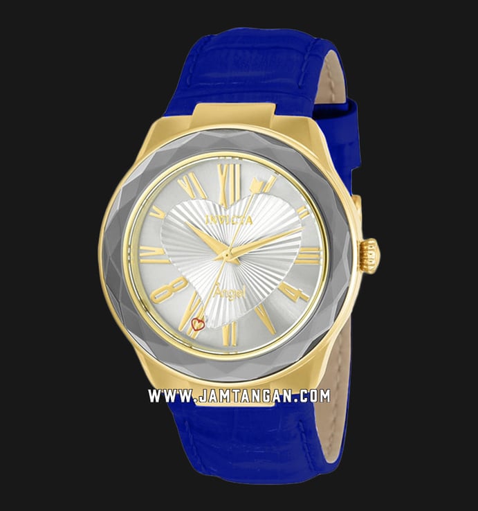 INVICTA Angel 22536 Silver Dial Lotus Blue Leather Strap