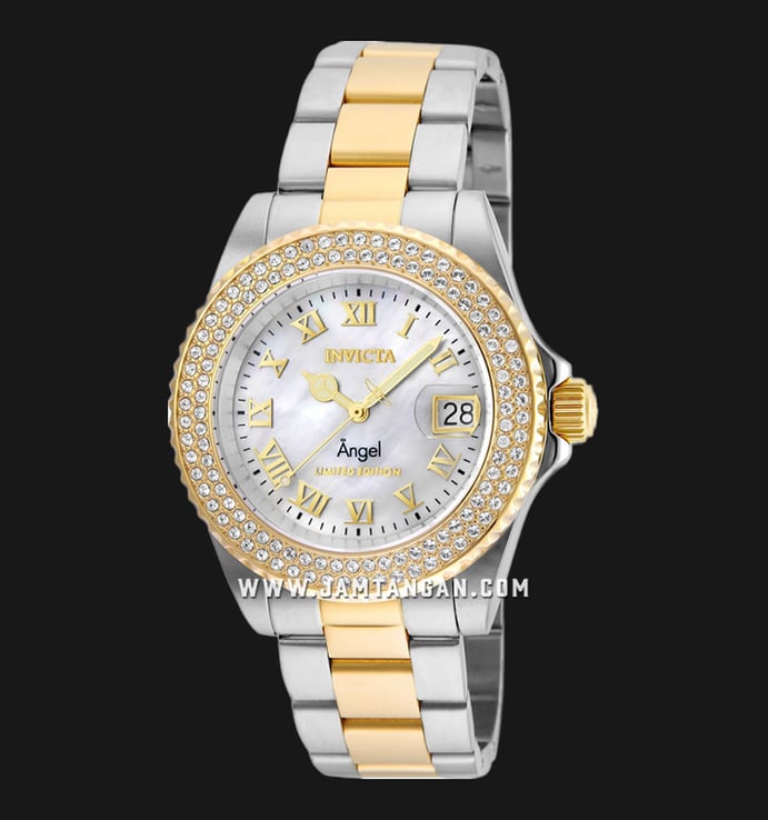 INVICTA Angel 24616 White Mother of Pearl Dial Dual Tone Stainless Steel Strap