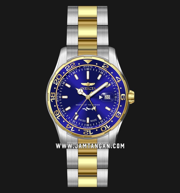 INVICTA Pro Diver 25826 Master Of The Oceans Blue Dial Dual Tone St. Steel Strap