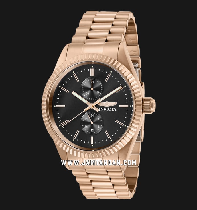INVICTA Specialty 29432 Black Dial Rose Gold Stainless Steel Strap