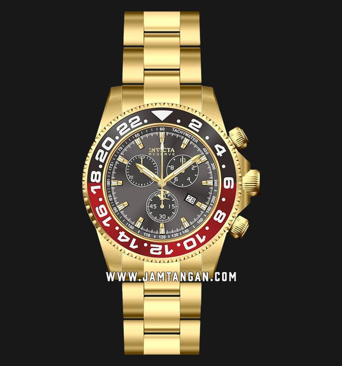 INVICTA Pro Diver Reserve 29987 Chronograph Black Dial Gold Stainless Steel Strap