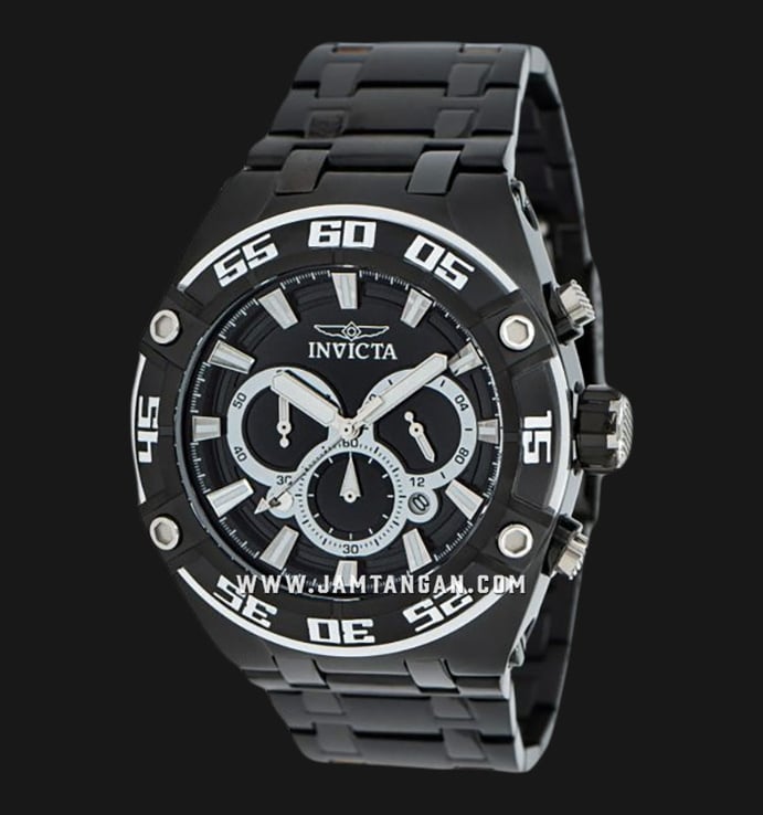INVICTA Coalition Forces 37645 Chronograph Black Dial Black Stainless Steel Strap