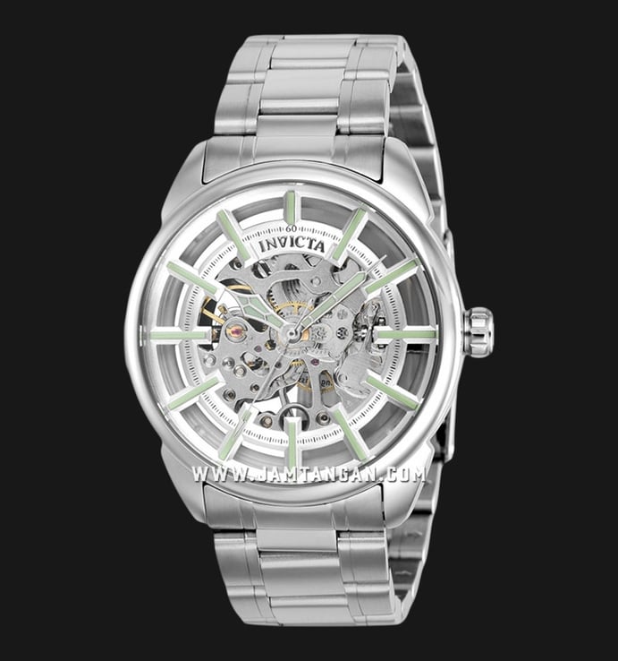 INVICTA Vintage 37925 Silver Skeleton Dial Stainless Steel Strap