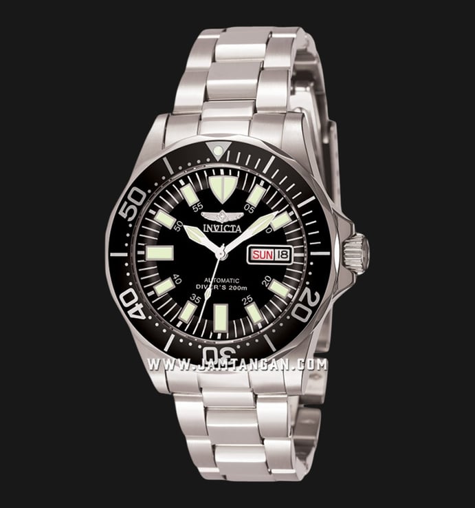 INVICTA Signature 7041 Automatic Black Dial Stainless Steel Strap