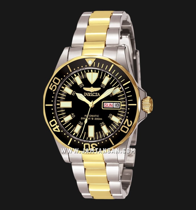 INVICTA Signature 7045 Automatic Black Dial Dual Tone Stainless Steel Strap