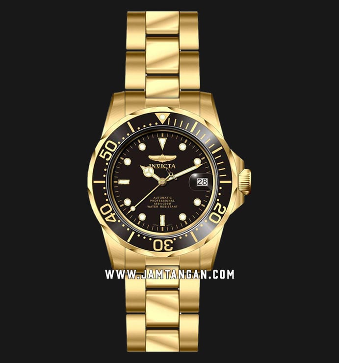 INVICTA Pro Diver 8929 Automatic Black Dial Gold Stainless Steel Strap