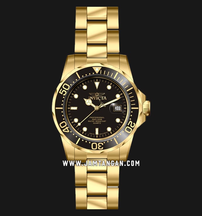 INVICTA Pro Diver 9311 Black Dial Gold Stainless Steel Strap