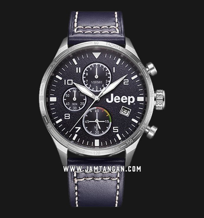 Jeep Montre Compass JPC300202M Chronograph Men Black Dial Blue Leather Strap