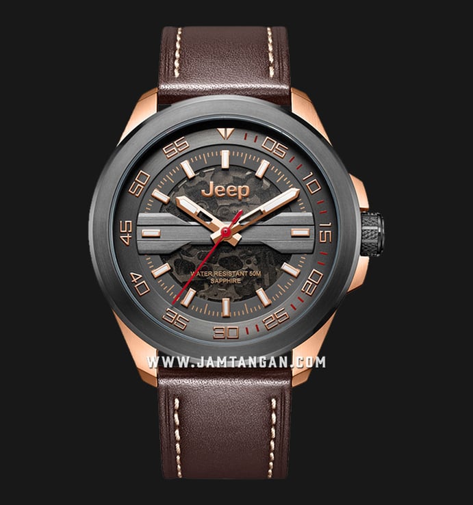 Jeep Grand Cherokee JPG92009 Automatic Men Black Dial Brown Leather Strap