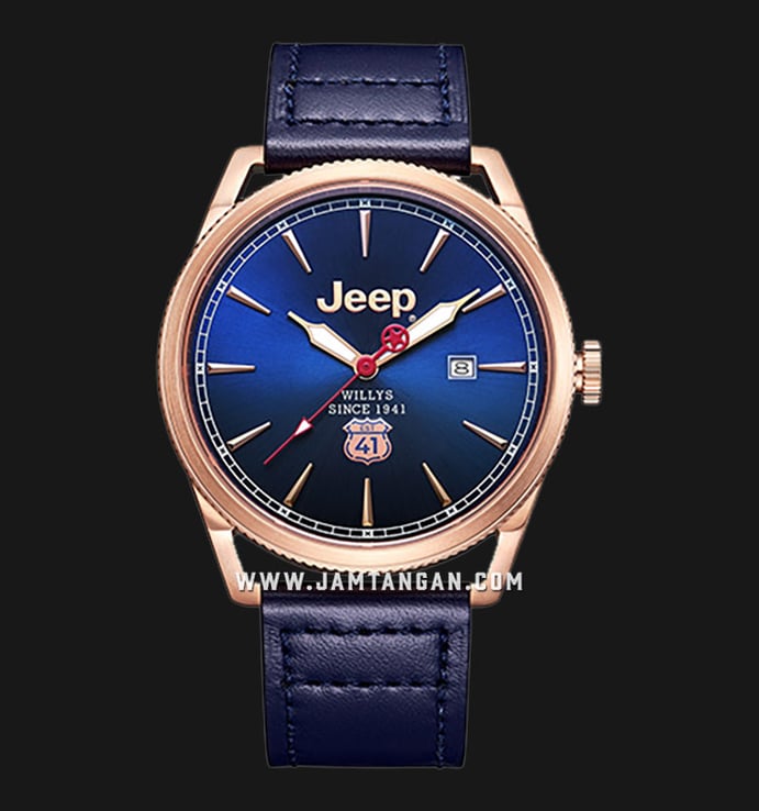 Jeep Willys JPL200102MA Automatic Men Blue Dial Blue Navy Leather Strap