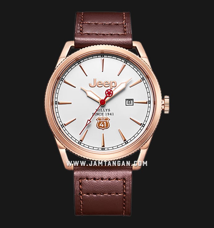 Jeep Willys JPL200103MA Automatic Men Silver Dial Brown Leather Strap