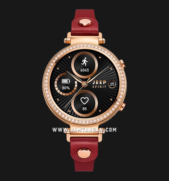 Jeep Sport JPS-SW010Red Ladies Smartwatch Digital Dial Red Leather Strap