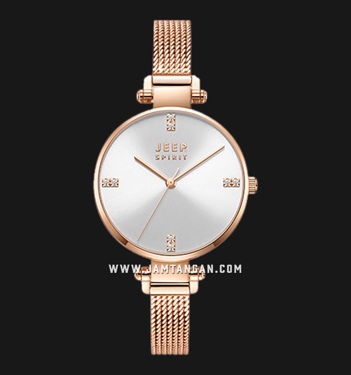 Jeep Montre Forest JPS400201W Ladies Silver Dial Rose Gold Mesh Strap