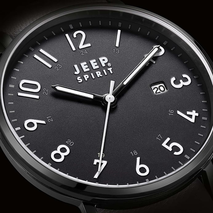 Jeep Montre Retro JPS500101M Men Black Dial Grey Leather Strap