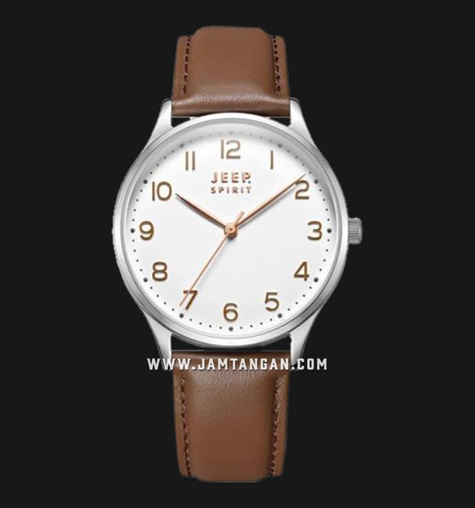 Jeep Montre Pure JPS51001 Ladies Silver Dial Brown Leather Strap