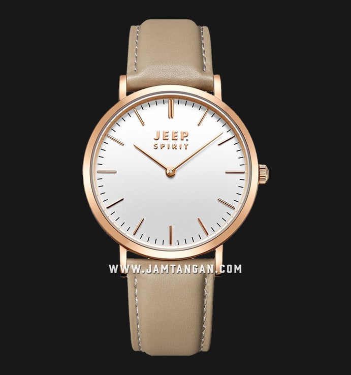 Jeep Montre Pure JPS80609 Ladies Silver Dial Grey Sand Leather Strap