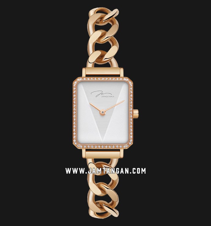 Jonas & Verus Just For Me J33.12.PWSPD Ladies White Dial Rose Gold Stainless Steel Strap
