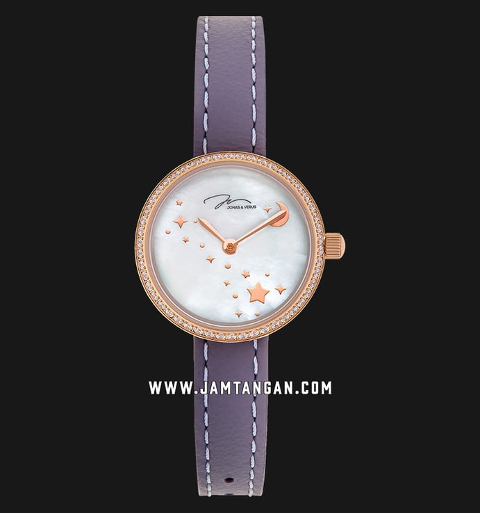 Jonas & Verus Lumiere L25.10.PWLED Ladies Mother of Pearl Dial Purple Leather Strap