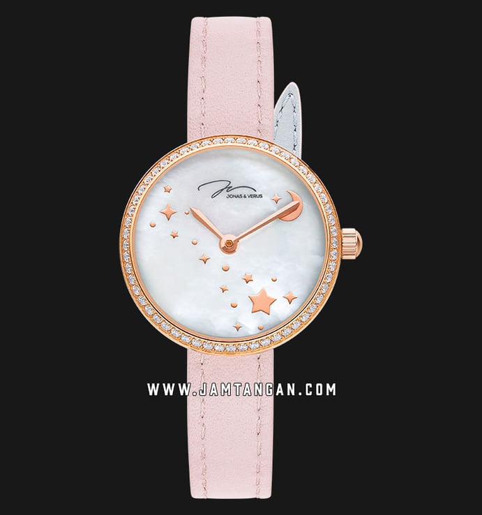 Jonas & Verus Lumiere L25.10.PWLRD Ladies Mother of Pearl Dial Pink Leather Strap