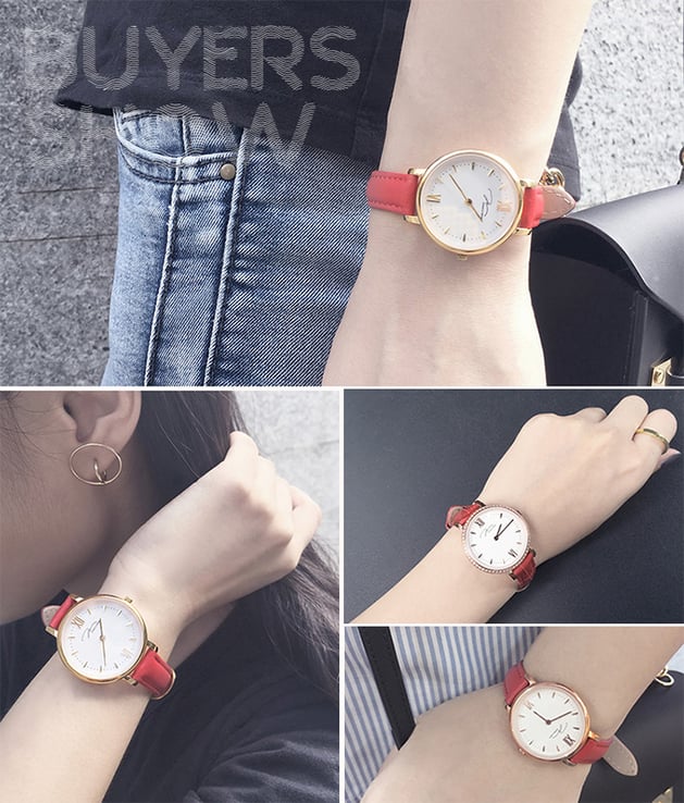 Jonas & Verus My Queen Series X00752-Q3.PPWLR Ladies Quartz Watch Minimalist Leather Strap Red