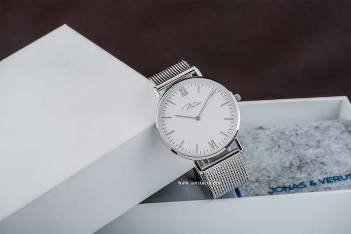 Jonas & Verus Y01646-Q3.WWWBW_X01646-Q3.WWWBW Collection Couple White Dial Stainless Steel Strap