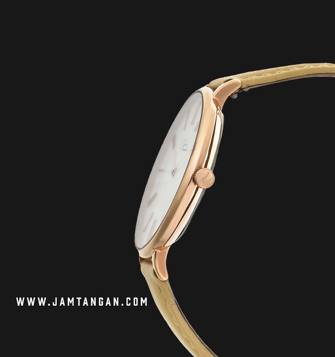 Jonas & Verus Jane Still X01855-Q3.PPWLY Minimalist White Dial Leather Strap