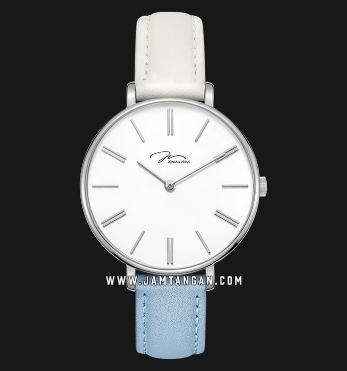 Jonas & Verus Minor Girl X01855-Q3.WWWDWL White Dial Blue and White Leather Strap