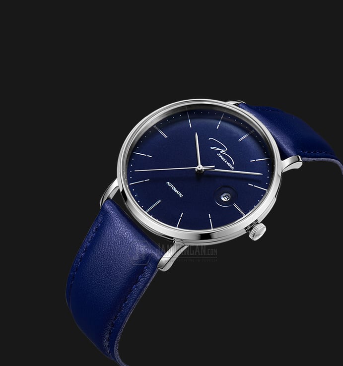 Jonas & Verus Surging Y01545-A0.WWLLL Automatic Blue Dial Blue Leather Strap