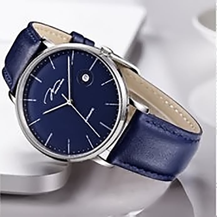 Jonas & Verus Surging Y01545-A0.WWLLL Automatic Blue Dial Blue Leather Strap
