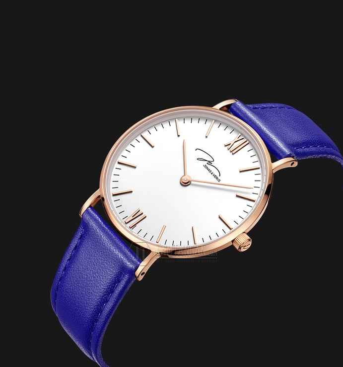 Jonas & Verus Real Y01646-Q3.PPWLL White Dial Blue Leather Strap
