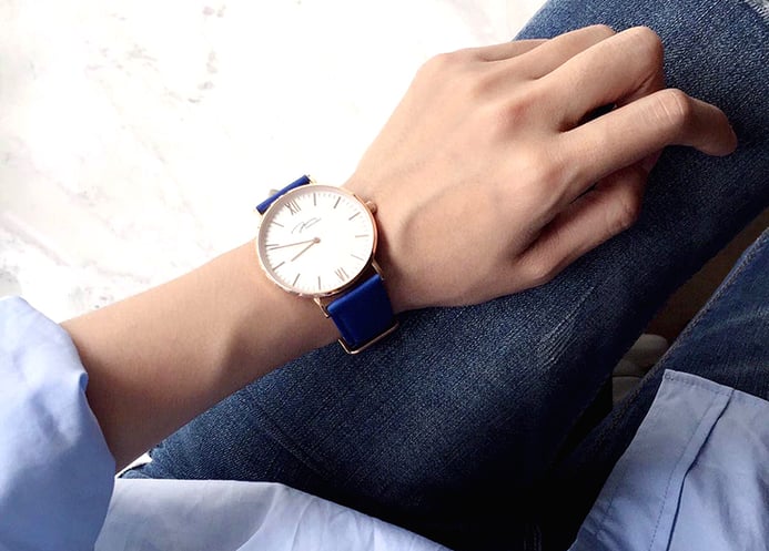 Jonas & Verus Real Y01646-Q3.PPWLL White Dial Blue Leather Strap