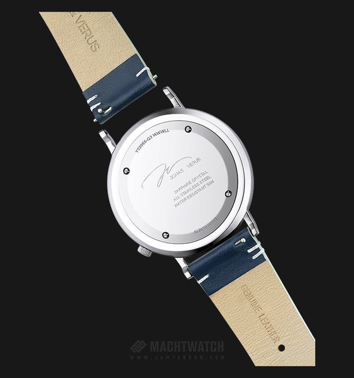 Jonas & Verus Discover Y02065-Q3.WWWLL White and Blue Dial Blue Leather Strap