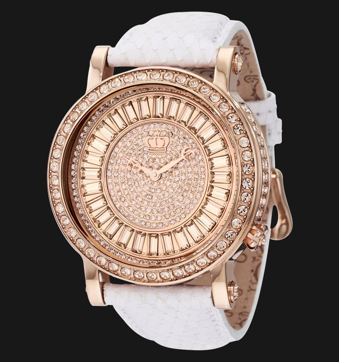 Juicy Couture 1900850 Queen Couture White Embossed Leather Strap