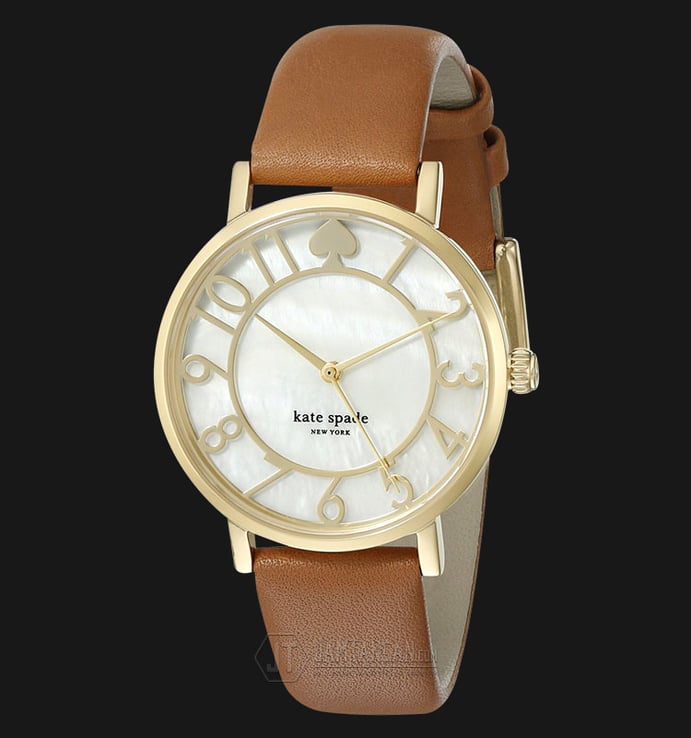 Kate Spade 1YRU0783 Gramercy Mother of Pearl Dial Brown Leather Strap Watch