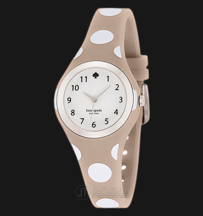 Kate Spade 1YRU0836 Rumsey White Dial Beige Silicone Strap Watch