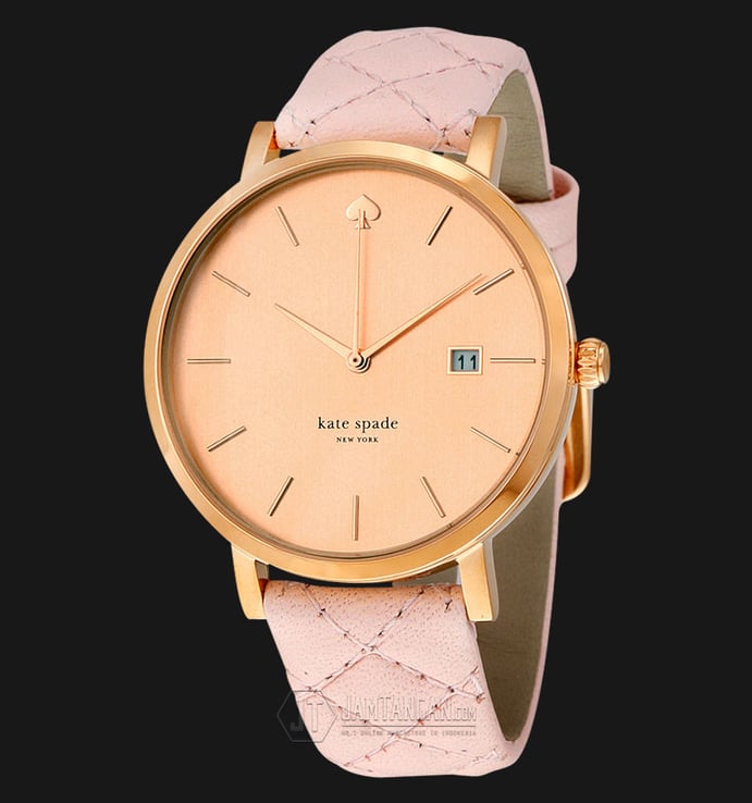 Kate Spade 1YRU0845 Metro Rose Gold-tone Dial Pink Quilted Leather Strap Watch