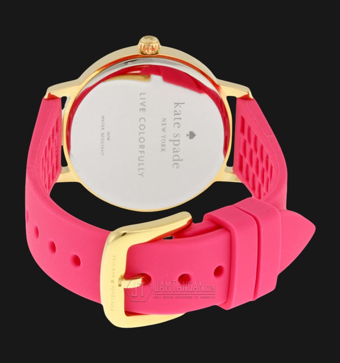 Kate Spade 1YRU0870 Crosby Bow Gold Dial Pink Silicone Strap Watch