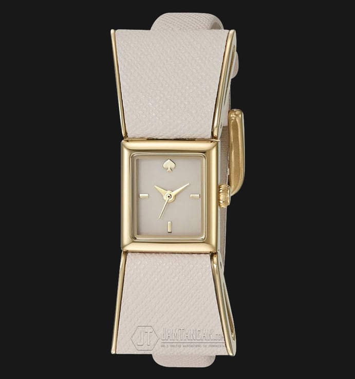Kate Spade 1YRU0898 Kenmare Cream Dial Ladies Bow Shaped Leather Strap Watch