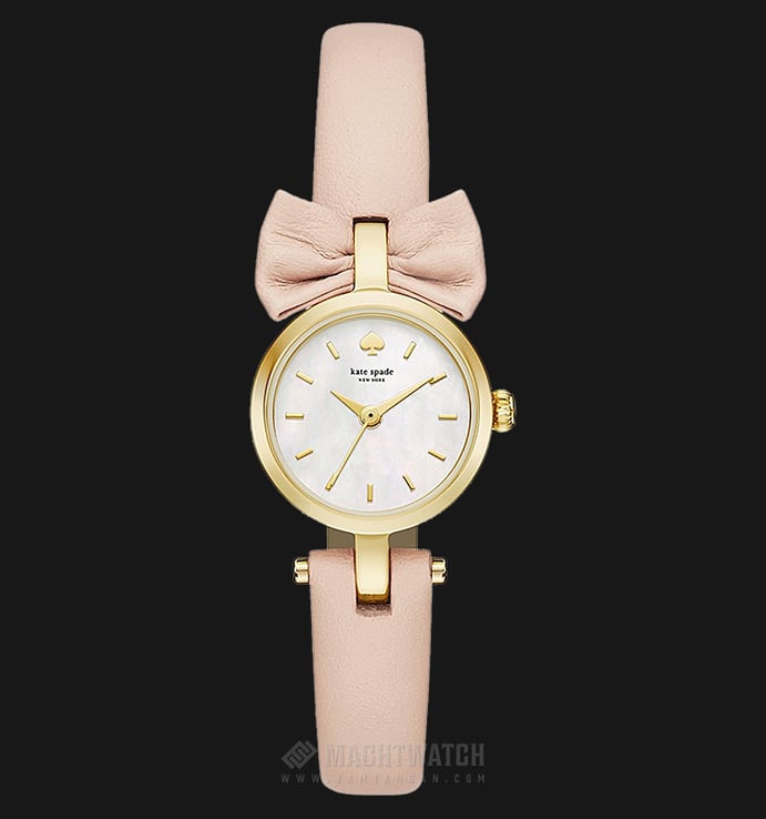 Kate Spade New York KSW1057 Mini Bow Mother Of Pearl Dial Beige Leather Strap