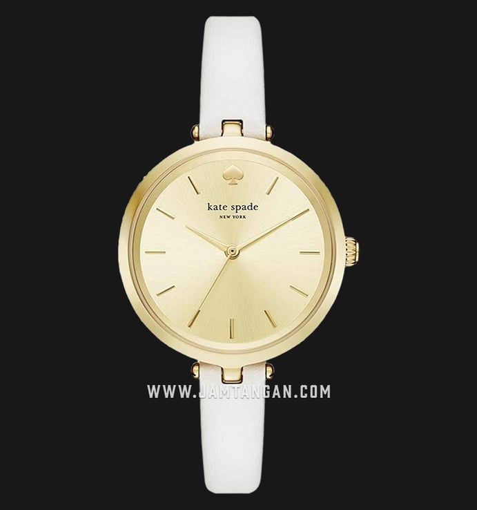 Kate Spade New York Holland KSW1117 Gold Dial White Leather Strap