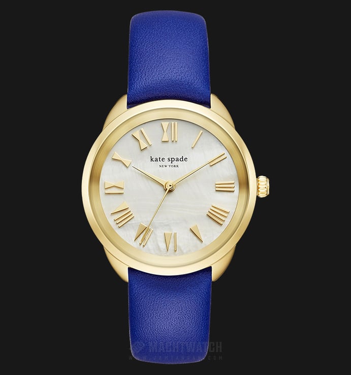 Kate Spade KSW1246 Crosstown White Mother of Pearl Dial Blue Leather Strap