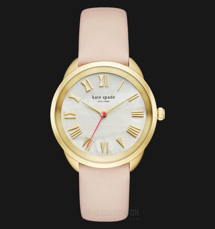 Kate Spade Crosstown KSW1247 White Dial Pink Leather Strap