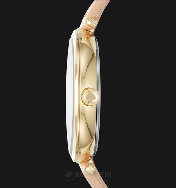Kate Spade New York KSW1281 White Mother of Pearl Dial Beige Leather Strap