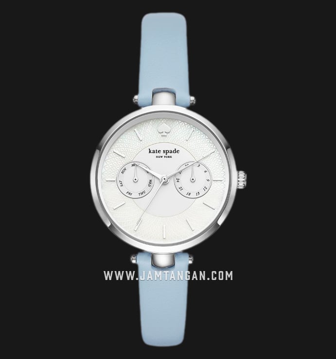 Kate Spade New York Holland KSW1401 White Dial Sky Blue Leather Strap